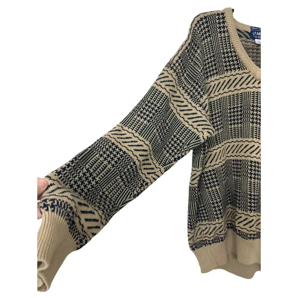 Vintage La Mode Pebble Beach Intarsia Sweater XL 90s Golf Coastal Grandpa Cotton